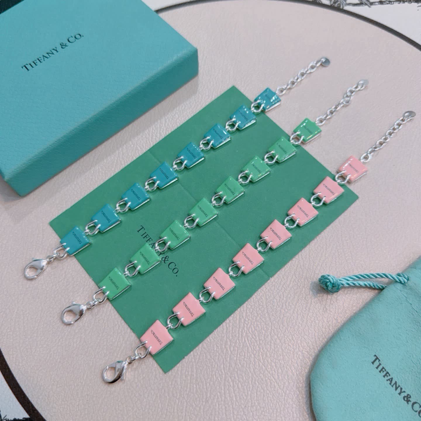 Tiffany & Co. Blue Enamel Bag Charm Bracelet